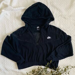 Women’s L - Nike Black Half-Zip Cropped Hoodie